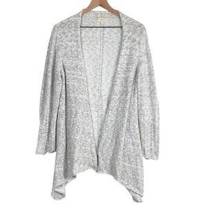 INDIGENOUS Organic Cotton Knit Open Front Cardigan Sweater Sz L Light Grey